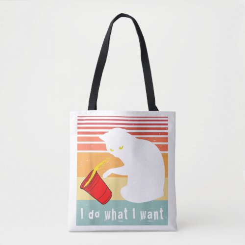Do What I Want Vintage Black Cat Red Cup Funny My  Tote Bag