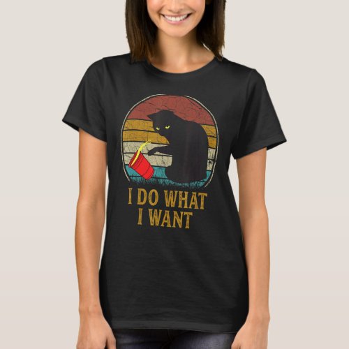 Do What I Want Vintage Black Cat Red Cup  My Cat T_Shirt