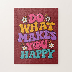Do What Makes You Happy – Colorful Retro Positive Jigsaw Puzzle