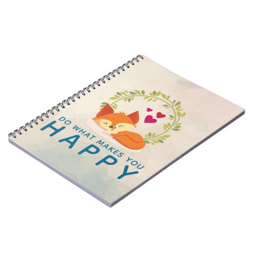 Do What Makes You Happy Sleeping Fox with Hearts Notebook