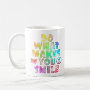 Do what makes you smile in vivid colors and hearts coffee mug