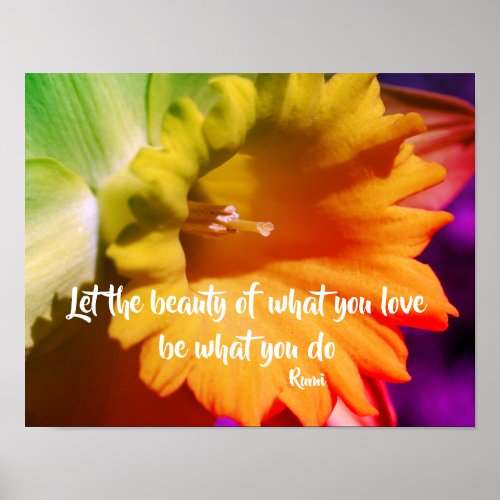Do What You Love Daffodil Inspirational Rumi Quote Poster