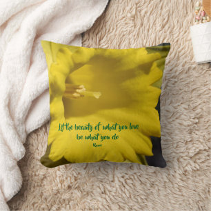 Do What You Love Daffodil Inspirational Rumi Quote Throw Pillow