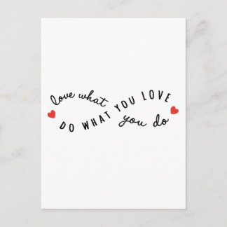 do what you love, inspirational word art postcard