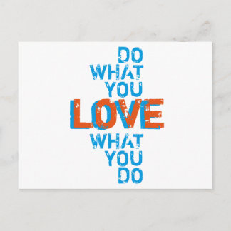 do what you love, inspirational word art print postcard