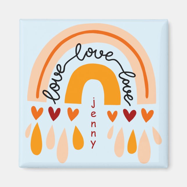 "DO WHAT YOU LOVE" QUOTE BROWN RETRO BOHO RAINBOW MAGNET (Front)