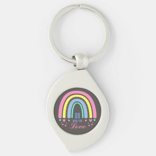 DO WHAT YOU LOVE QUOTE RETRO BOHO RAINBOW METAL  KEYCHAIN