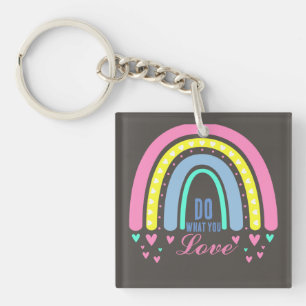 "DO WHAT YOU LOVE" QUOTE VINTAGE BOHO RAINBOW KEYCHAIN