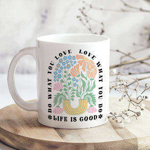 "Do What You Love" Retro Floral Arch Coffee Mug