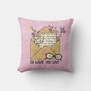 Do what you love wildflowers butterflies glasses  throw pillow
