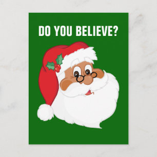 Do You Believe in Black Santa Claus? Holiday Postcard