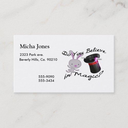 Do You Believe In Magic Top Hat  Rabbit Business Card