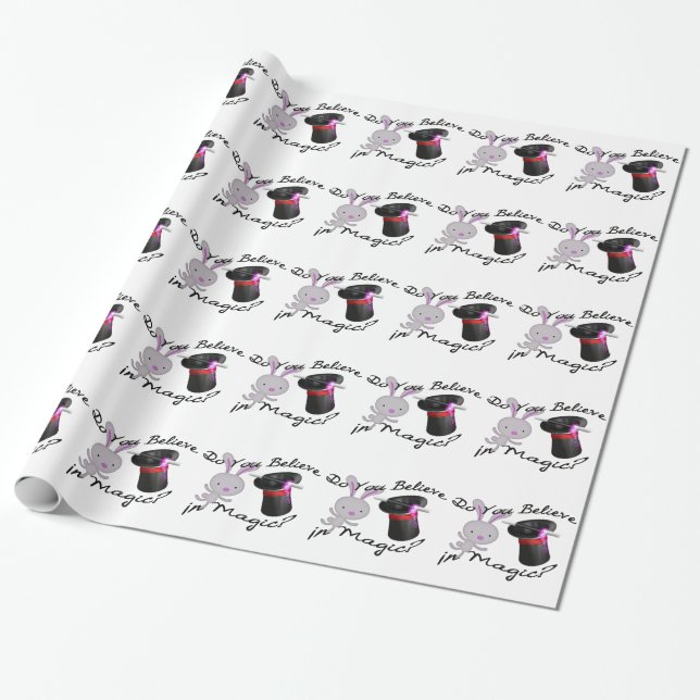 Do You Believe In Magic Top Hat & Rabbit Wrapping Paper (Unrolled)