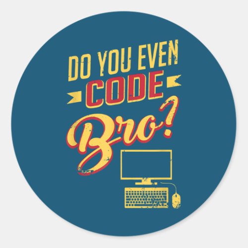 Do You Even Code Bro Funny Software Engineer Classic Round Sticker