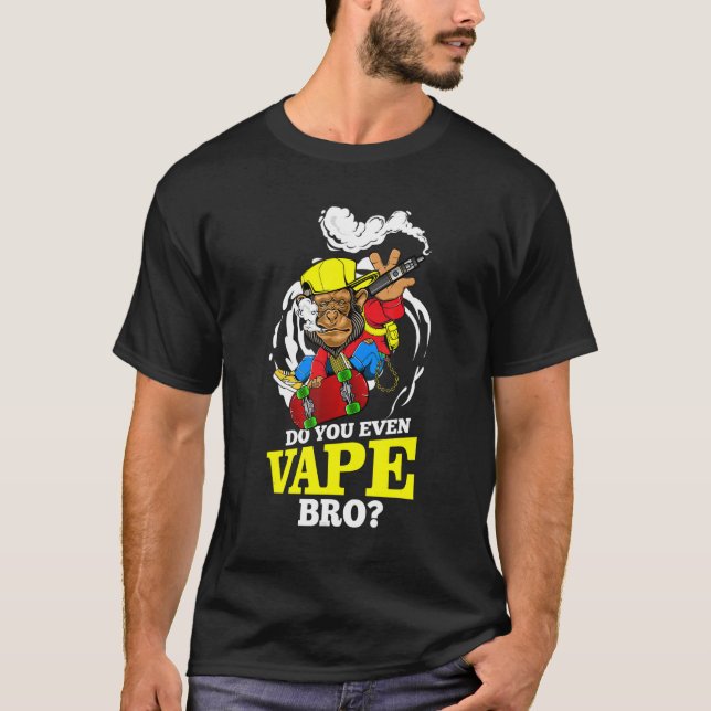 Do You Even Vape Bro Monkey holding a Skateboard & T-Shirt (Front)