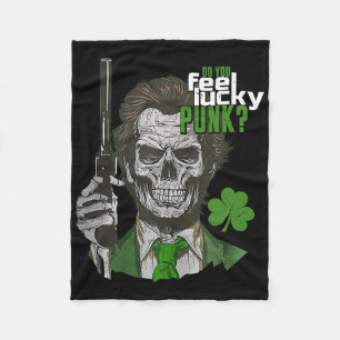 Do You Feel Lucky Punk Funny St Patricks Day  Fleece Blanket