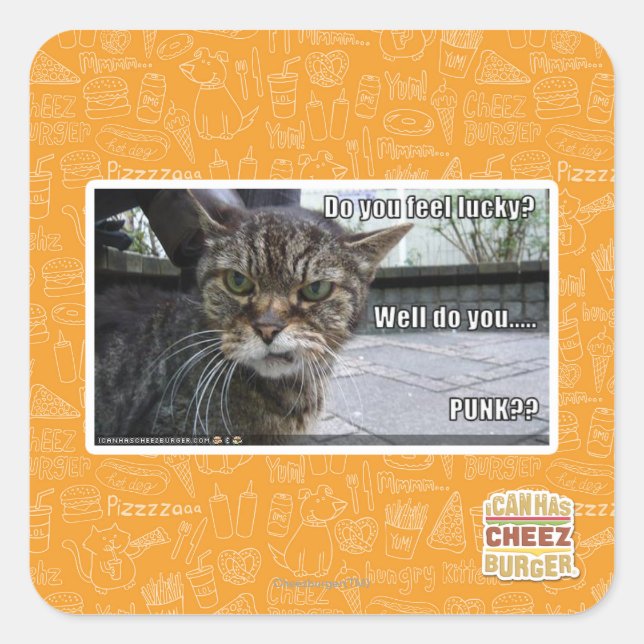 Do you feel lucky? square sticker (Front)