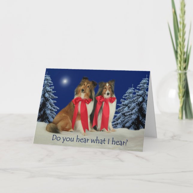 Do You Hear? Sheltie Christmas Card (Front)