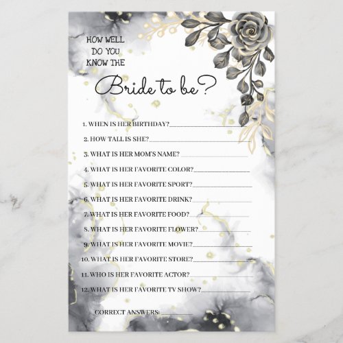 Do you know the Bride Black Roses Shower Game Card Flyer