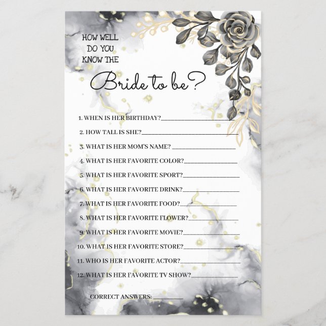 Do you know the Bride Black Roses Shower Game Card Flyer (Front)