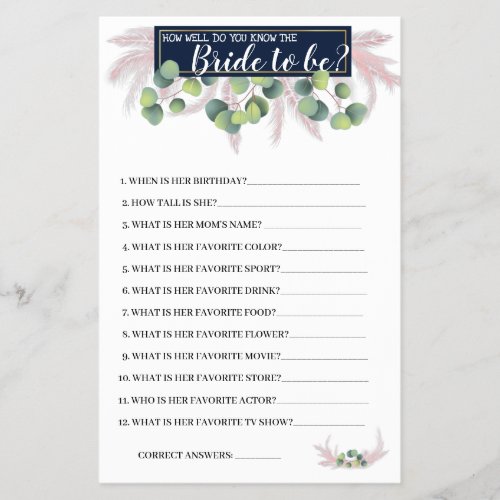 Do you know the Bride Pampas Grass Game Card Flyer