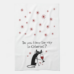 Do You Know the Way to Cabernet? Wine Pun Kitchen Towel