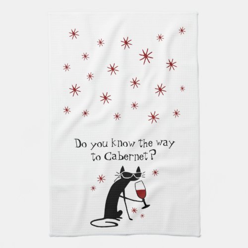 Do You Know the Way to Cabernet Wine Pun Kitchen Towel