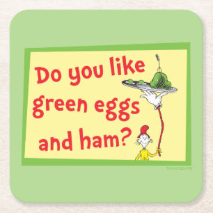 Do You Like Green Eggs and Ham? Square Paper Coaster