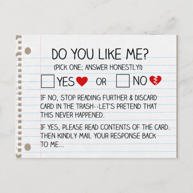 Do You Like Me? Postcards (Front)