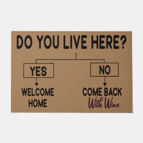 Do you live here come back with wine doormat