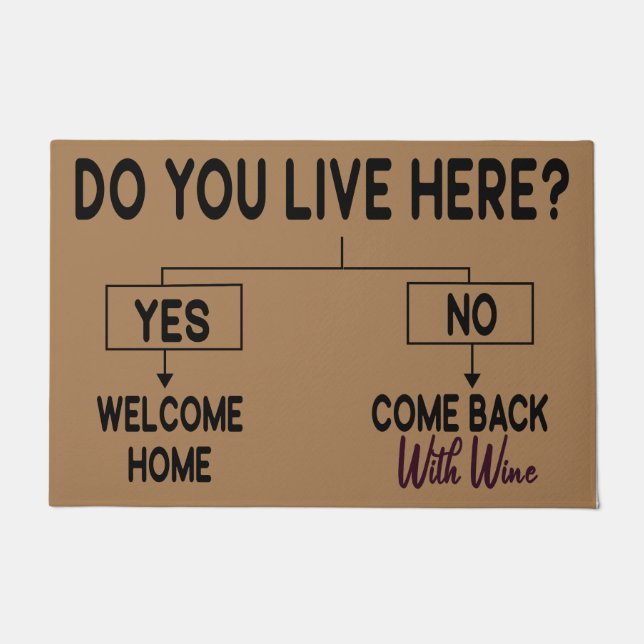 Do you live here? come back with wine doormat (Front)