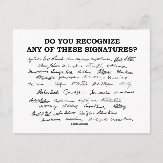 Do You Recognize Any Of These Signatures? Postcard (Front)
