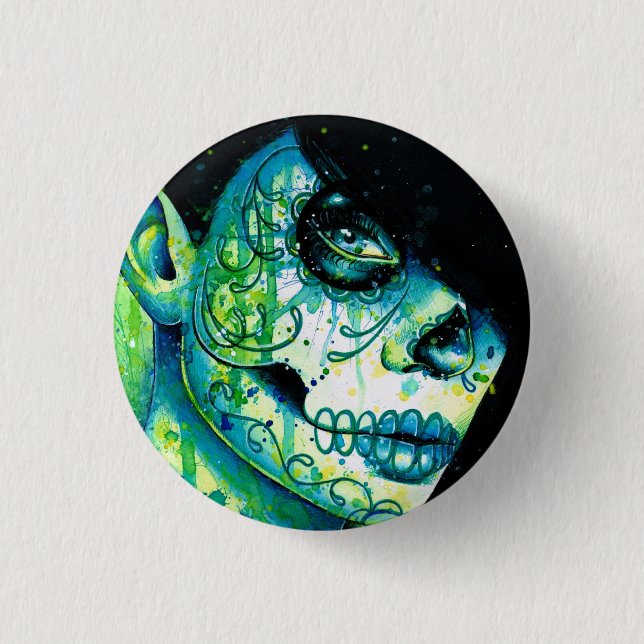 Do You Remember? Sugar Skull Girl Pinback Button (Front)