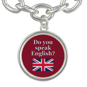 "Do you speak English?" in English. Flag Charm Bracelet