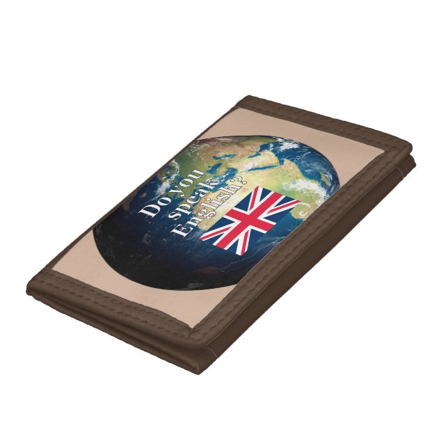 "Do you speak English?" in English. Flag & Earth Trifold Wallet (Bottom)