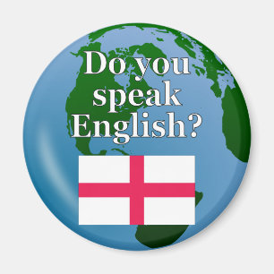 "Do you speak English?" in English. Flag & globe Magnet