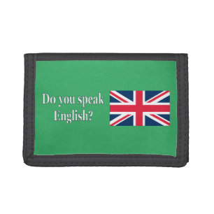 Do you speak English? in English. Flag wf Tri-fold Wallet