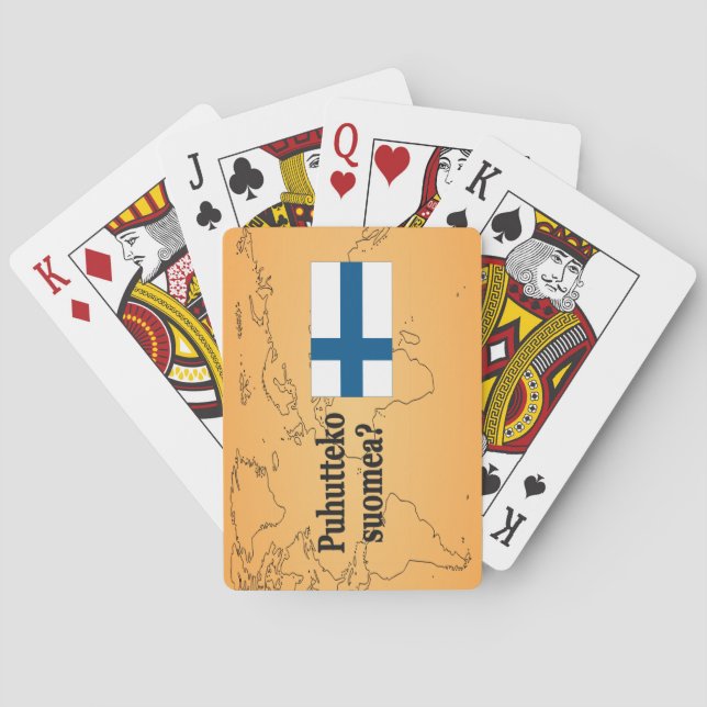 Do you speak Finnish? in Finnish. Flag bf Poker Cards (Back)