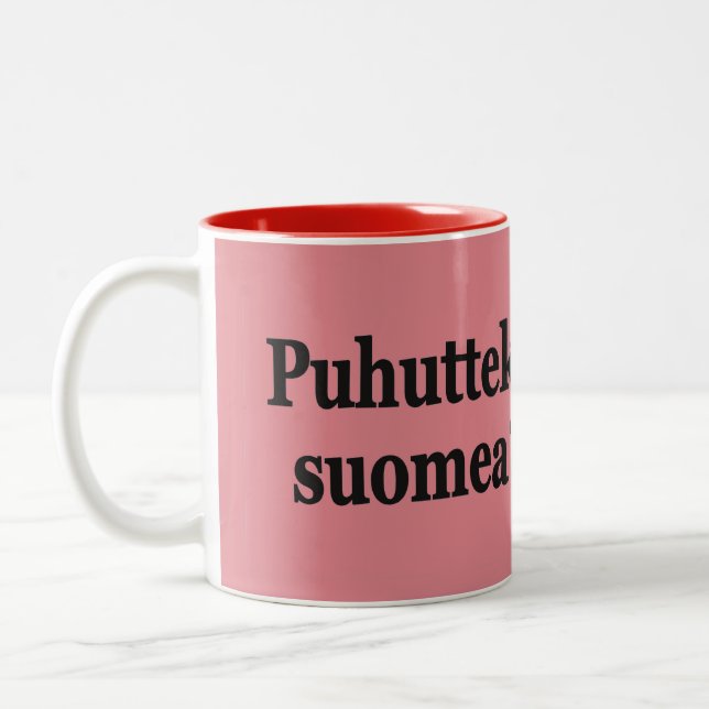 Do you speak Finnish? in Finnish. Flag bf Two-Tone Coffee Mug (Left)