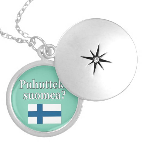 Do you speak Finnish in Finnish Flag Silver Plated Necklace