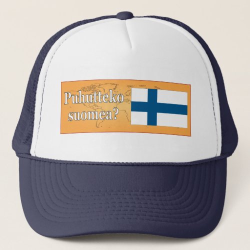 Do you speak Finnish in Finnish Flag wf Trucker Hat