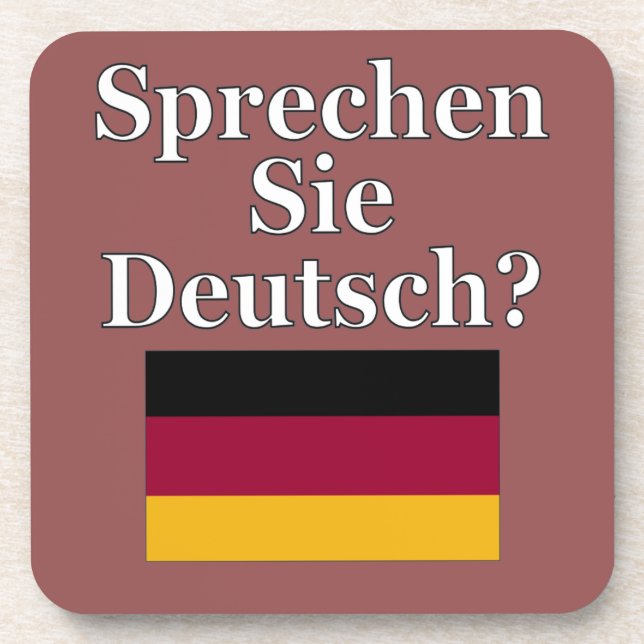 Do you speak German? in German. Flag Beverage Coaster (Front)