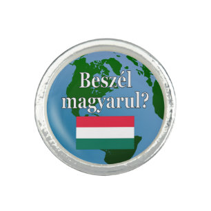 Do you speak Hungarian? in Hungarian. Flag & globe Ring
