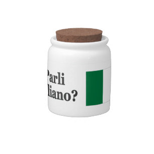 Do you speak Italian? in Italian. Flag bf Candy Jar