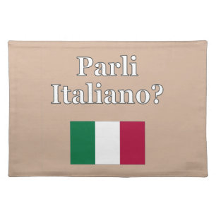 Do you speak Italian? in Italian. Flag Cloth Placemat