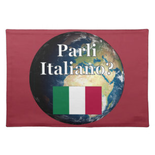 Do you speak Italian? in Italian. Flag & Earth Cloth Placemat