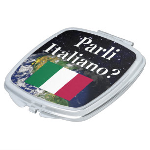 Do you speak Italian? in Italian. Flag & Earth Vanity Mirror