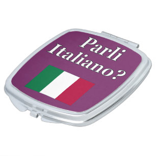 Do you speak Italian? in Italian. Flag Makeup Mirror