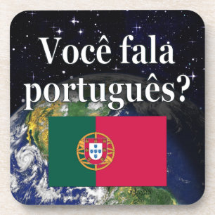 Do you speak Portuguese? in Portuguese. Flag earth Beverage Coaster