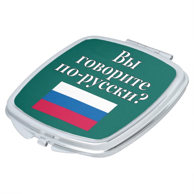 Do you speak Russian? in Russian. Flag Compact Mirror (Turned)